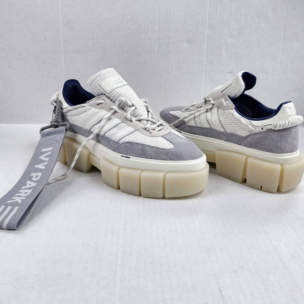Ivy Park Adidas Super Super Sleek White Gray Suede Lugged Chunky Sneakers